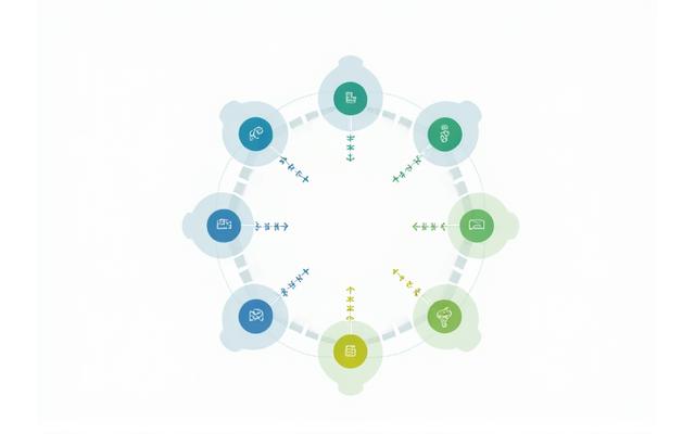 Et intrikat nettverk eller edderkoppdiagram som viser ulike interessentgrupper og verdiflyten mellom dem, med piler og noder i Firvions merkevarefarger som indikerer relasjoner og bytter.