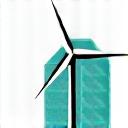 Stilisert ikon av en vindmølle og et solpanel som representerer fornybar energi